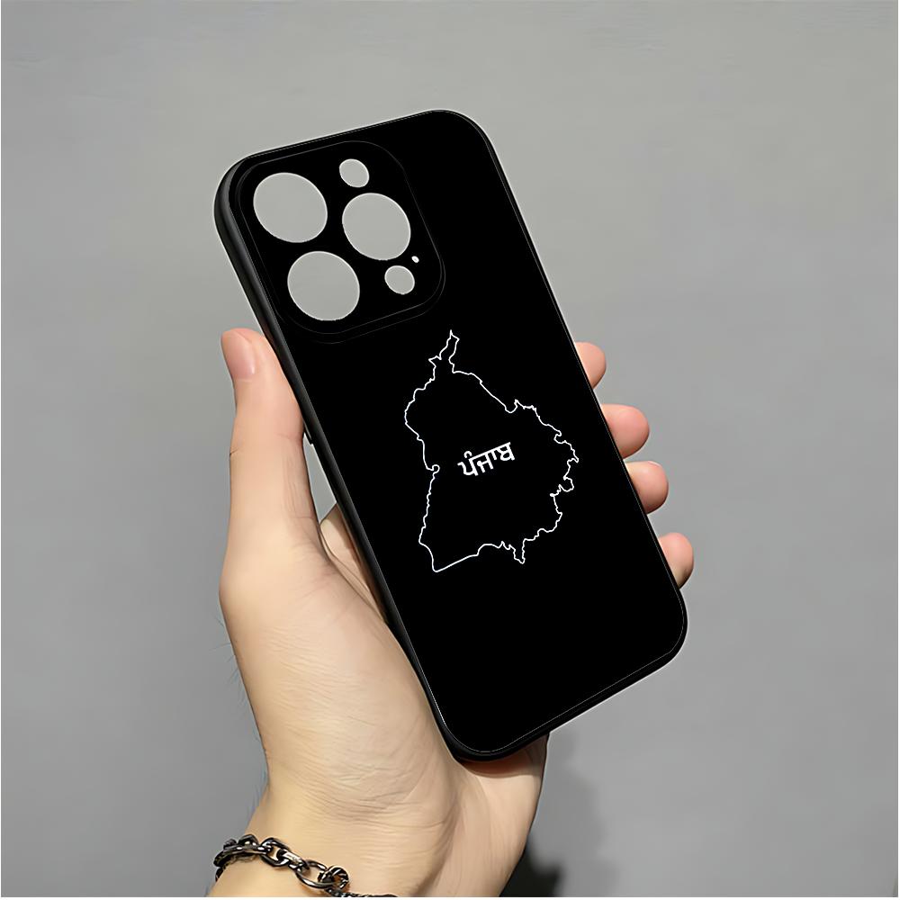 Чехол для телефона с картой Пенджаба для IPhone 16,15,14,13,12,11,XS,XR,X,8,7,Pro,Max,Plus,mini Силиконовый Черный Чехол