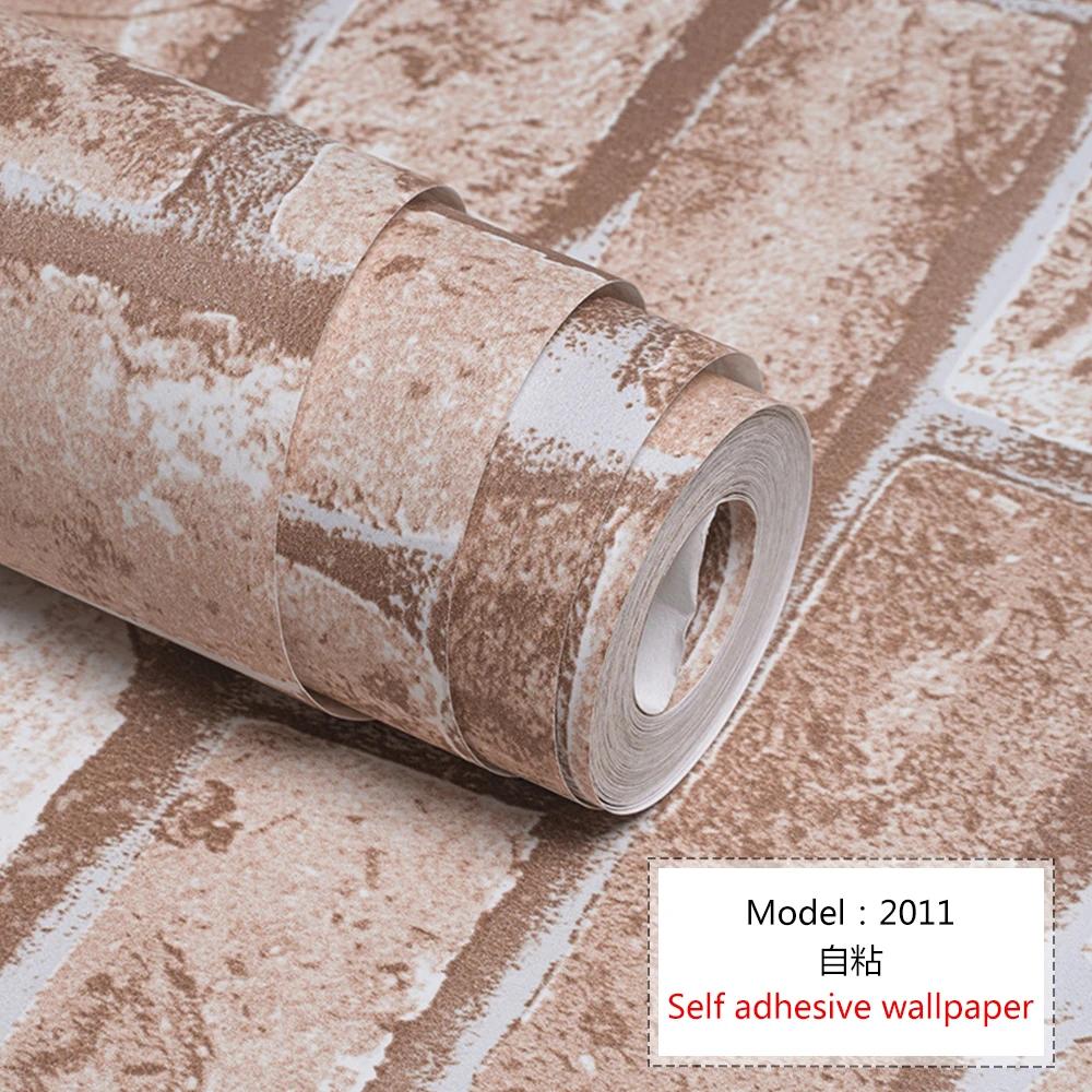 Self Adhesive Wallpaper Cafe Clothing Store Restaurant Brick Pattern Wallpaper 3D Retro Brick Culture Stone Pattern Wallpapers