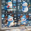 Decorative Window Sticker Christmas Static Glass Sticker, Santa Claus Snowman Reindeer PVC Cling, Reusable Waterproof Decal for Holiday Party Supplies