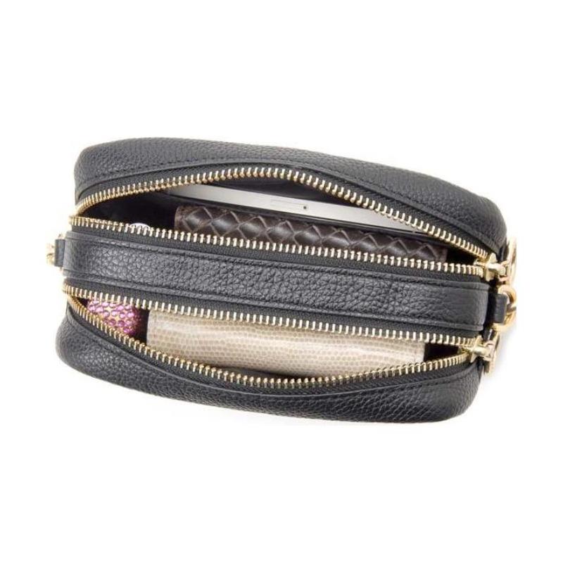 TORY BURCH Perry Embossed Double T Decoration Adjustable Crossbody Shoulder Strap Pebbled Leather Clutch Crossbody Shoulder Bag Women's 55691-001