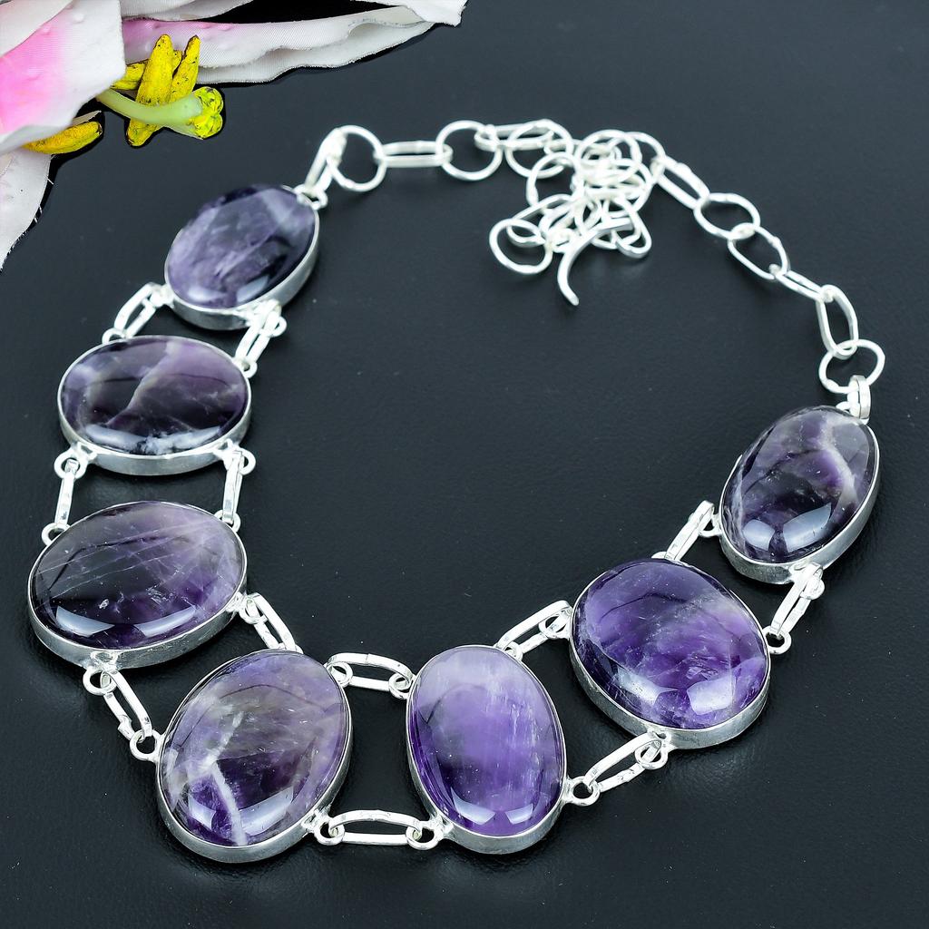 Sage Amethyst Gemstone Handmade 925 Sterling Silver Jewelry Necklace 18" KG-1964