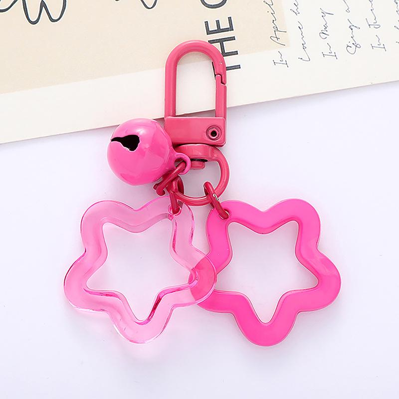 Five-Pointed Star Bell Pendant Keychain Bag Charm Keyring Car Hanging Key Holder