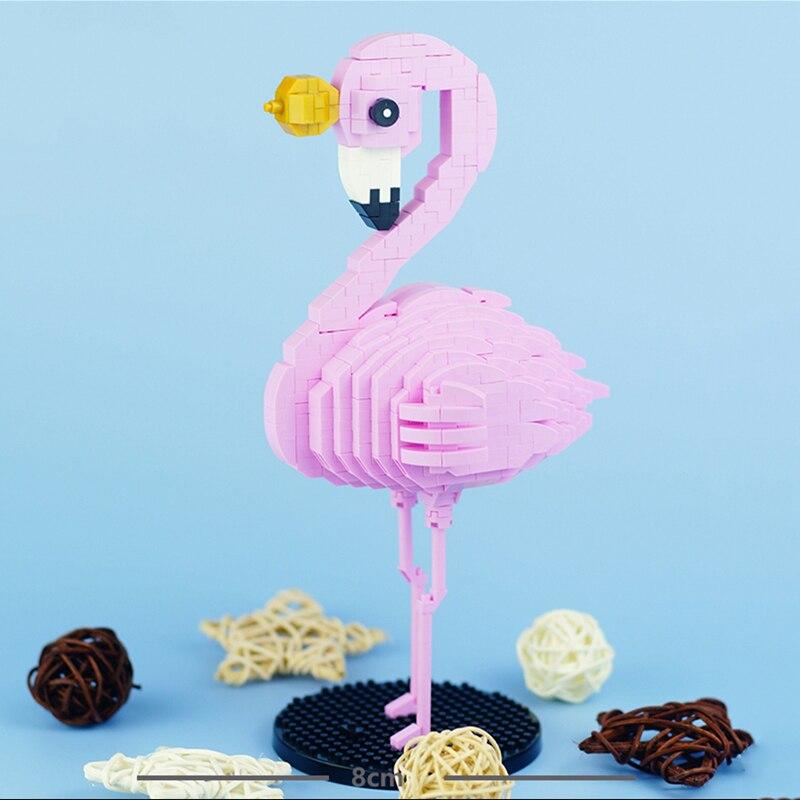 LOZ 9205 мир животных мультфильм Корона Фламинго розовая птица 3D модель DIY мини алмазные блоки кирпичи строительная игрушка без коробки