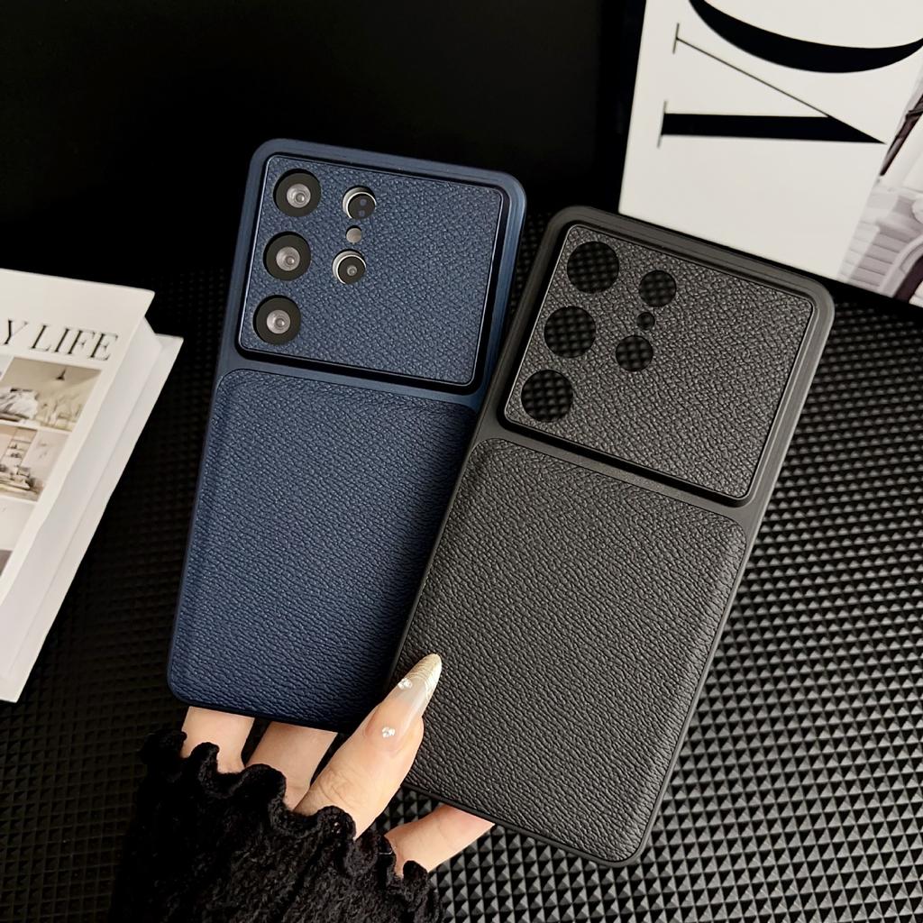 Новый однотонный чехол для мобильного телефона Samsung S26Ultra подходит для S25plus с кожаным узором, S24, полноразмерный противоударный чехол.