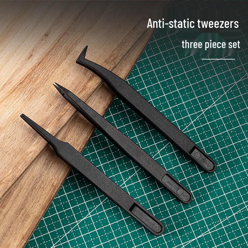 Deli Anti-static Tweezers Set, 3-Piece