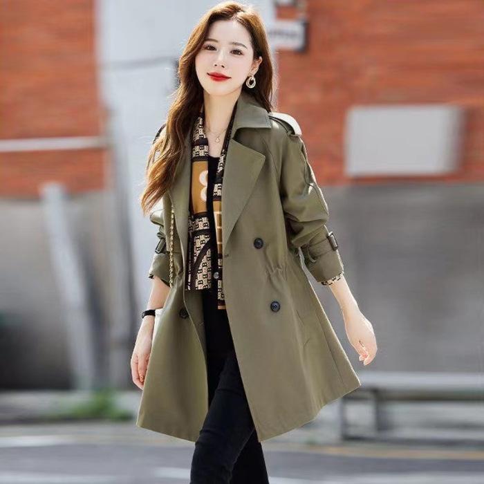 Women's Plus Size Office Jacket Medium Long Trench Coat Business Slim Jacket Windproof Casual Jacket