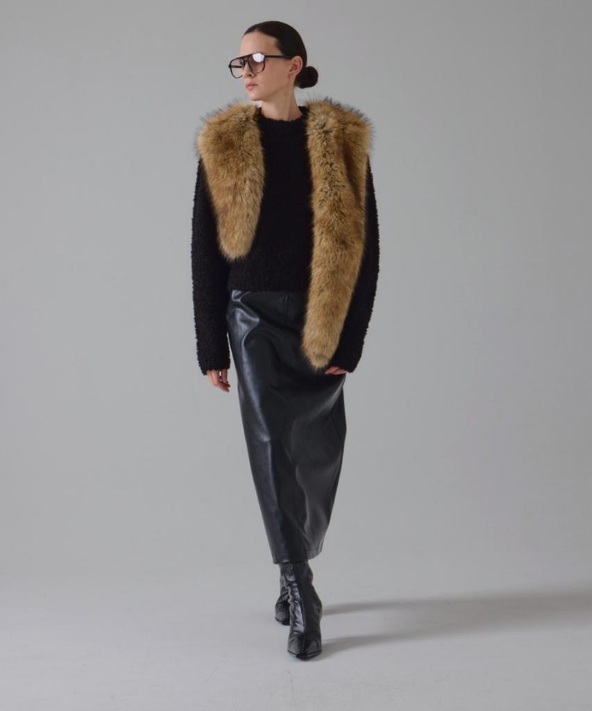 Шерстяной джемпер Owaiwai с фактурой букле, полуворотник_Черный