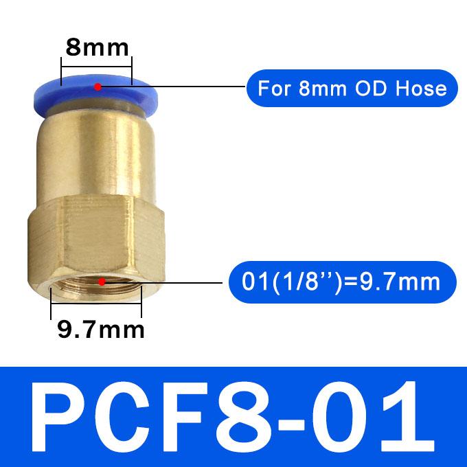 10PCS PCF Pneumatic Air Connector 4 6 8 10 12mm Hose Tube 1/8" 3/8" 1/2" 1/4" BSP Female Thread Brass Quick Pipe Joint Fitting Fuel System Fittings7