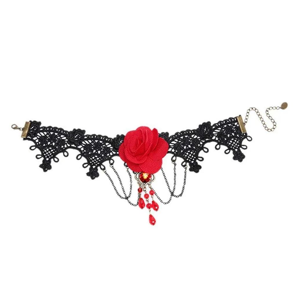 Ремешок на шею, ожерелье Court Gothic Spicy Girl, кружевное ожерелье, ошейник-цепочка на ключицу