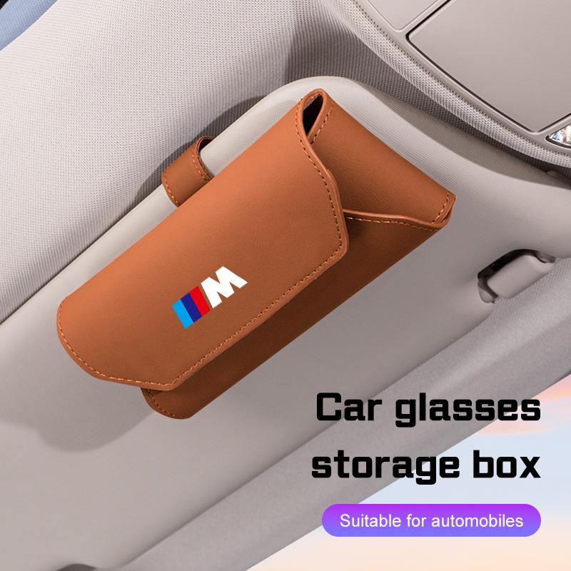 For BMW M M3 M5 E36 E39 E46 E60 E70 E90 E91 E92 F10 F40 G01 G70 Leather Car Visor Glasses Case Sunglasses Box Eyeglasses Storage BW2