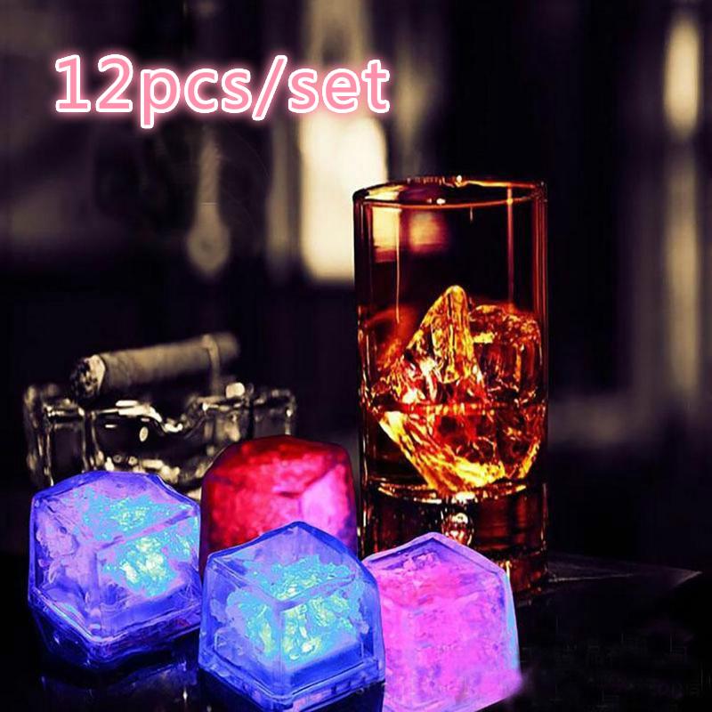 12шт светодиодные кубики льда, меняющие цвет, декор, вспышка, датчик