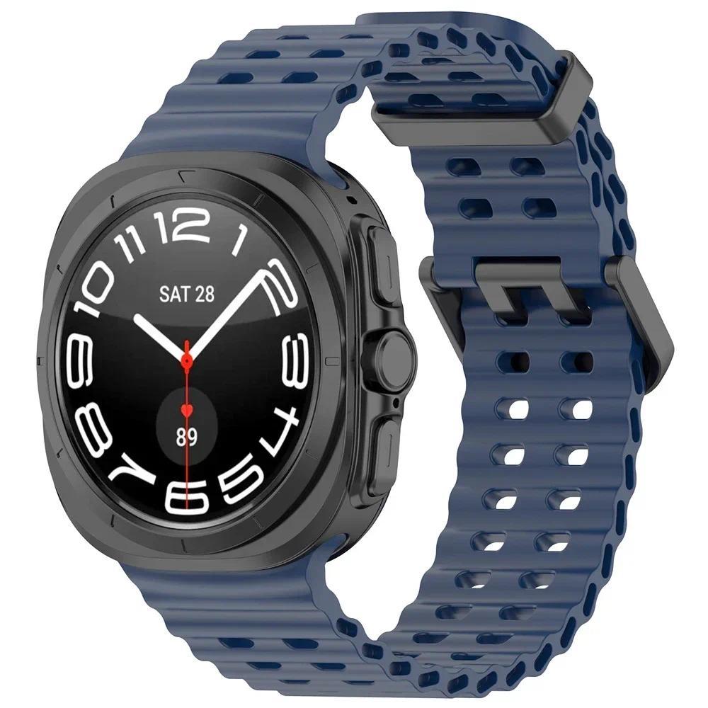 Спортивный ремешок для Samsung Galaxy Watch Ultra 47 мм силиконовый Браслет БЕЗ ЗАЗОРОВ Аксессуары для часов Ocean Watch7 47 мм Ремешок