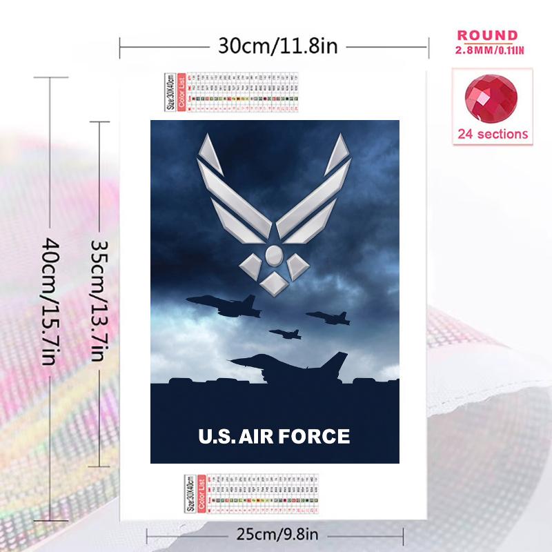 US Air Force 100% Round Full Drill 5D DIY Diamond Painting Embroidery Cross Stitch Rhinestone Décor