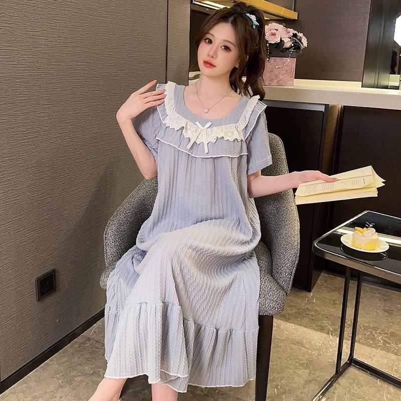 Женская летняя свободная ночная рубашка больших размеров с коротким рукавом – милая и удобная