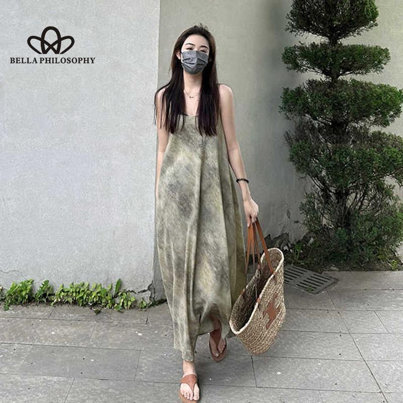 Платье с бретелькой на бретельках с цветочным принтом, женское весеннее и летнее пляжное платье в стиле французского ретро в стиле отпуска, свободное тонкое длинное платье