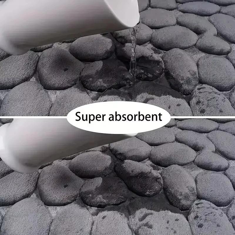 Нескользящий коврик для ванной с текстурой гальки, водопоглощающий коврик для ванной, быстросохнущий, мягкий, противоусталостный коврик для пола для душа, дома