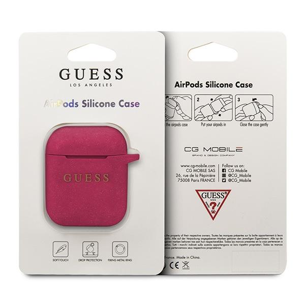 Etui do AirPods 1 Guess Silicone Glitter Fuksja