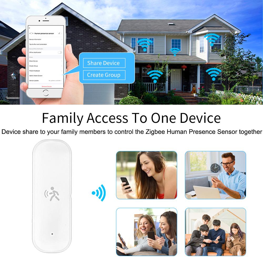 Умный ZigBee PIR-датчик движения Радар Миллиметровые волны Датчик температуры и влажности Безопасность Взломщик Работает с Home Assistant