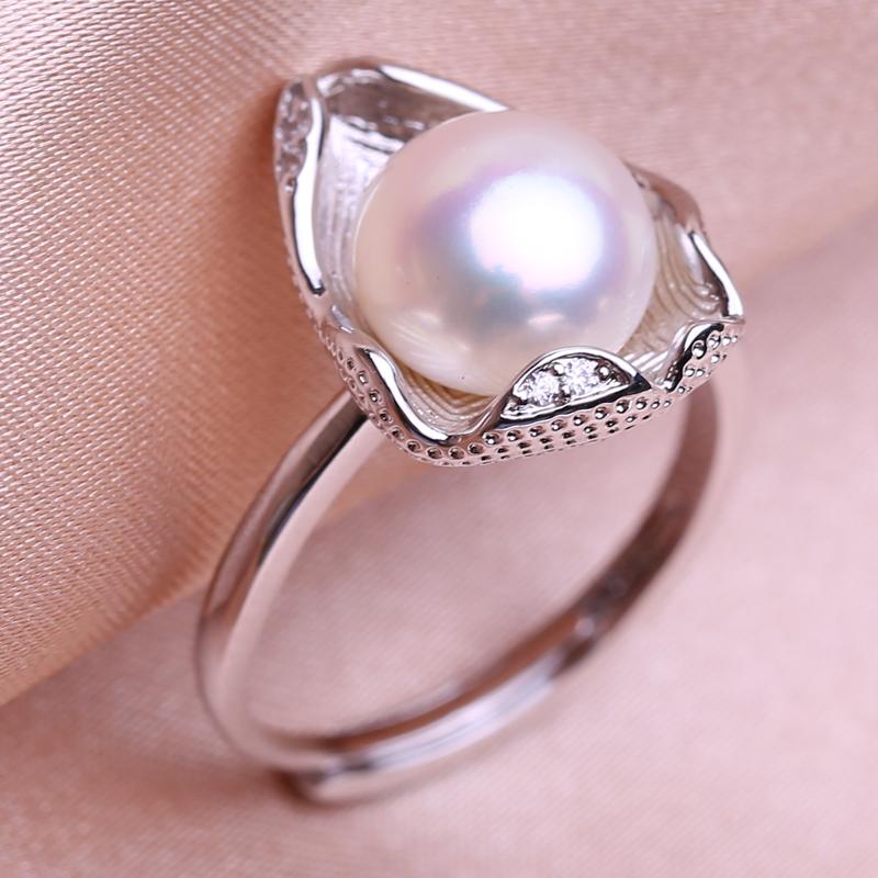 seniko Кольца с натуральным пресноводным жемчугом для женщин, модное женское кольцо с кубическим цирконием и CZ, ювелирные изделия с жемчугом, регулируемое кольцо