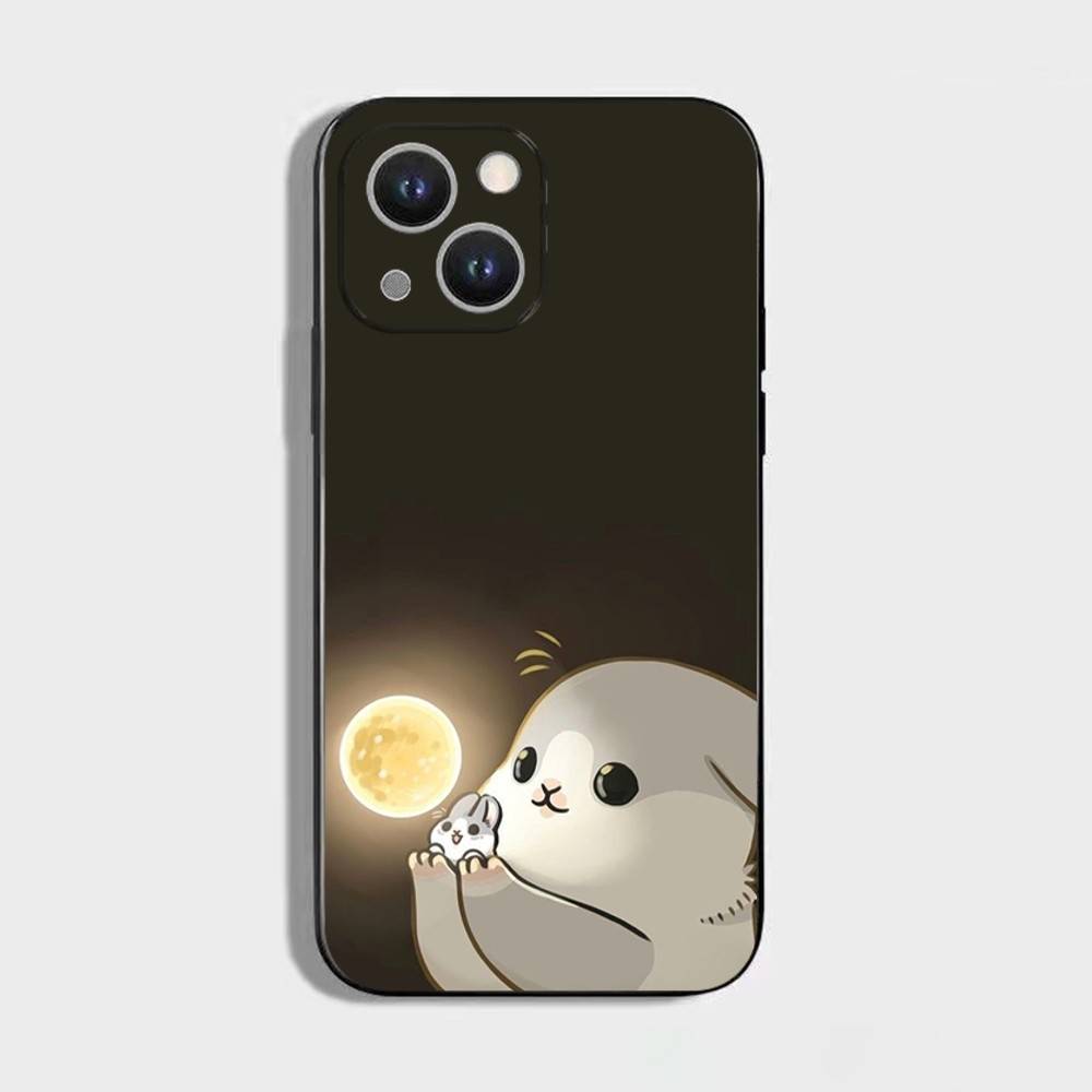 Cute Cartoon Rabbit Phone Case For iPhone 17,16,15,14,13,12,11 Plus,Pro Max,XS,X,XR,SE,Mini,8,7,Soft Silicone Black Cover