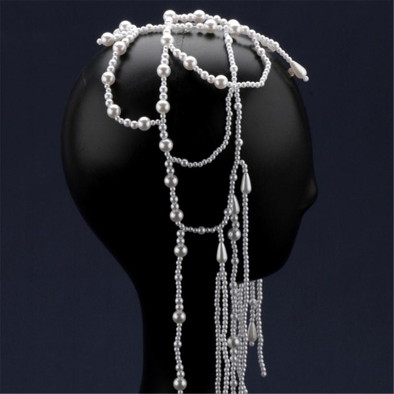 Pearls Tassels Hairpiece Elegant Weddings Headdress Original Handmade Headwear for Weddings and Parties