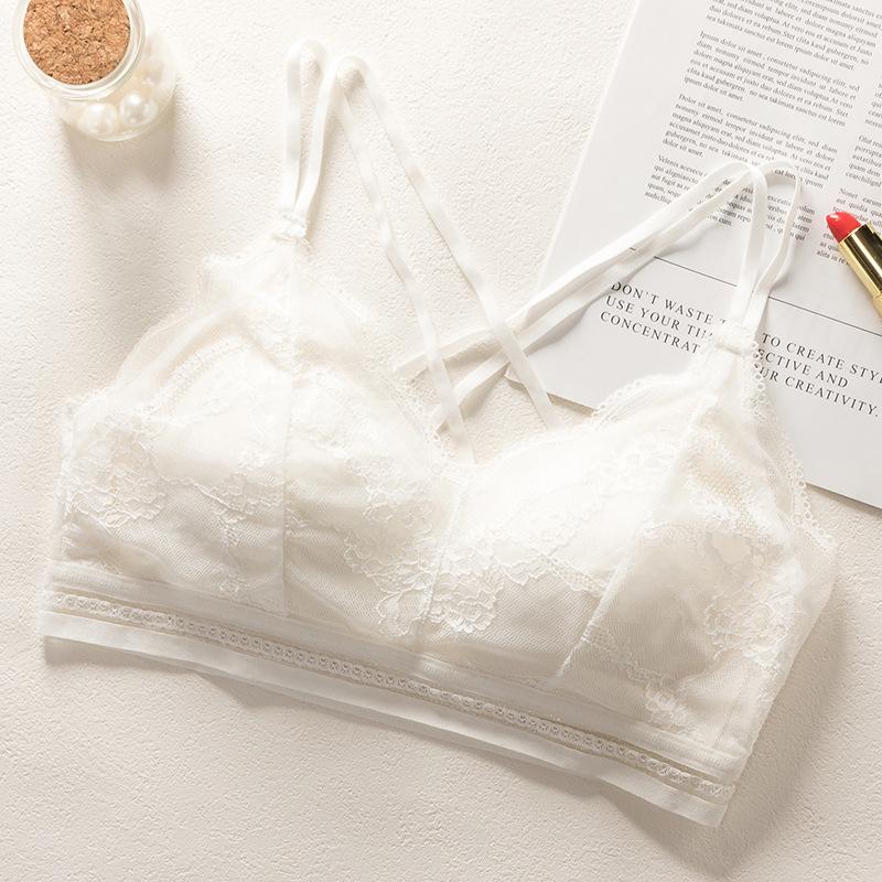 Нижнее белье со сборками без стального кольца, кружевной сексуальный бюстгальтер, ультратонкий и дышащий, французские подтяжки, антибликовое женское нижнее белье