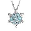 Natural Gemstone Zircon Snowflake Pendant Necklace, Silver-Plated, Christmas Gift