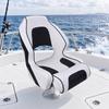 Contoured Boat Seat with Armrests Waterproof Leather-Upholstered Marine