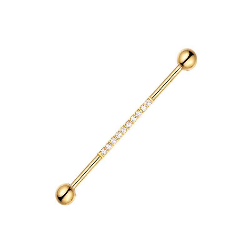Титановая штанга G23 с цирконом и инкрустированным цирконом для пирсинга хряща уха