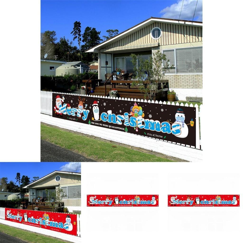 Баннер «Счастливого Рождества» с Санта-Клаусом и лосем для карантинного уличного праздничного декора