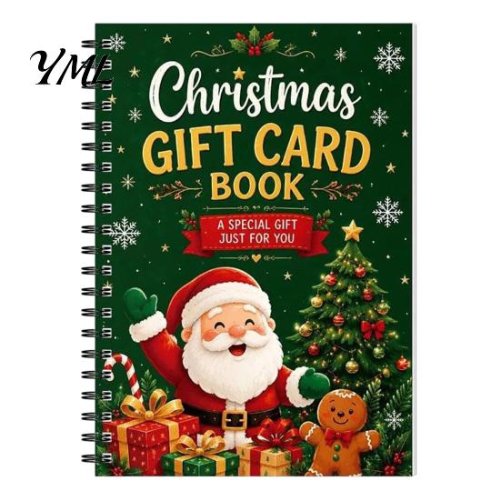 Seasonal Money Gift Folder Holographic Christmas Card Book, 7x5 Spiral Bound Holiday Keepsake Booklet, 10-Page Holder Greeting Bolder DIY for