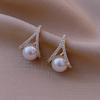 White Imitation Pearl Crystal Rhinestone Stud Earrings for Women New Personality Trendy Jewelry Girlfriend Gift
