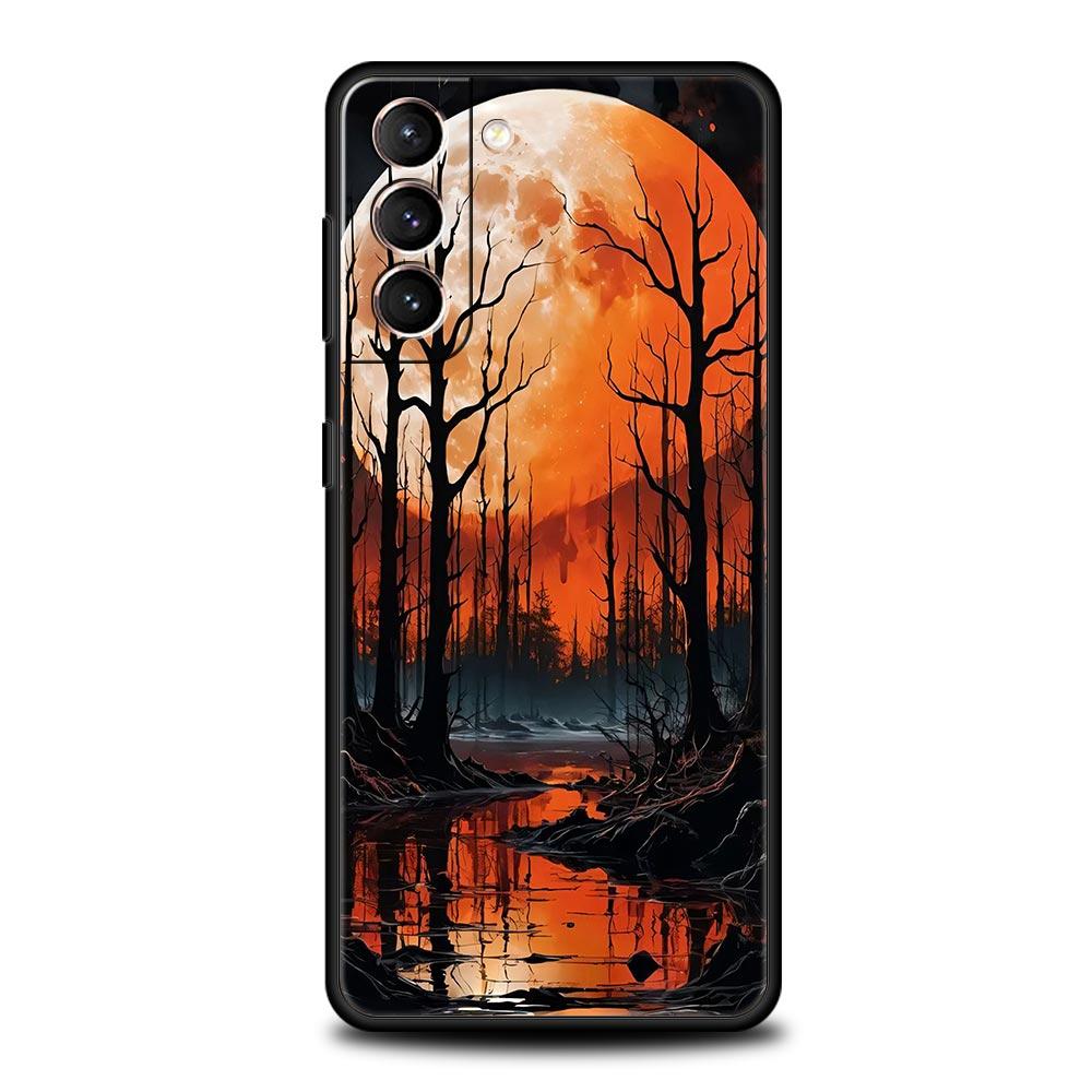Чехол для телефона 'Луна на ветке' для Samsung Galaxy S25 S24 S23 S22 S20 Ultra S21 FE 5G S10 Plus S10E Мягкий чехол из ТПУ