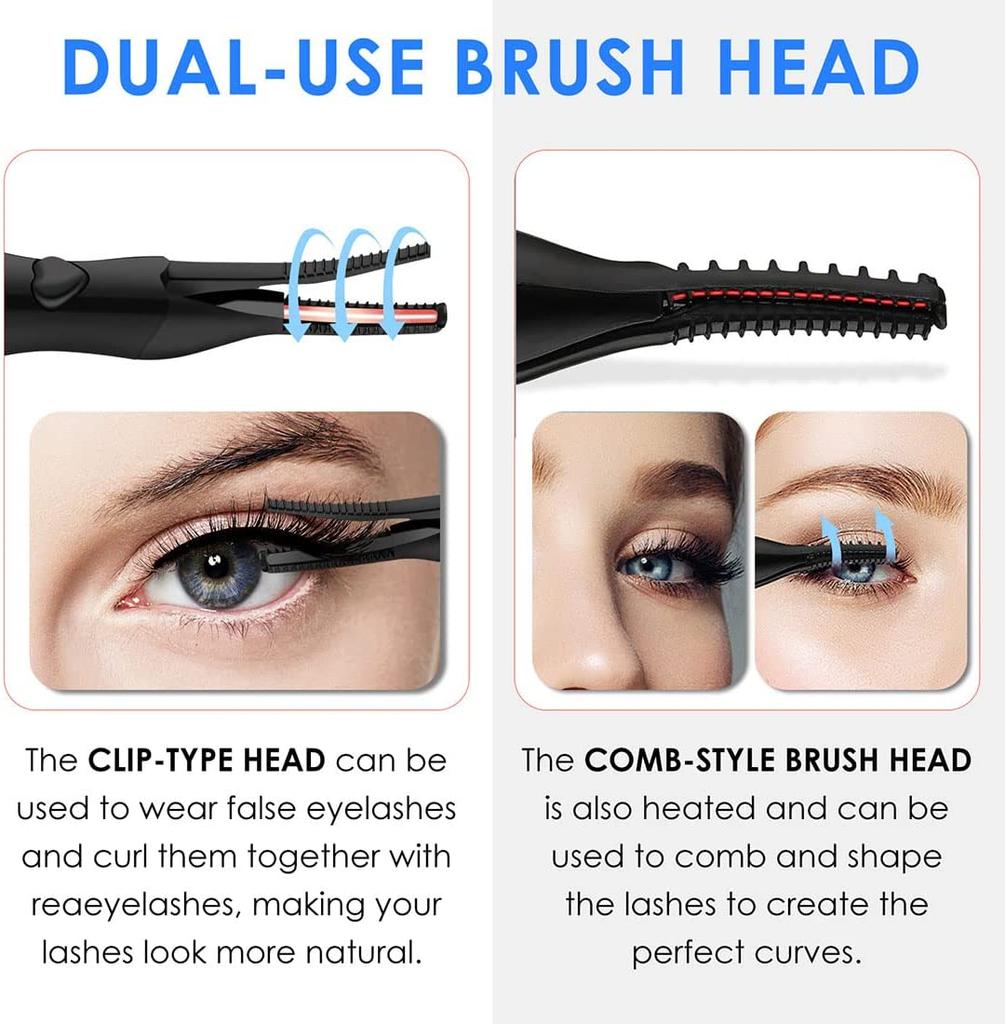 Heated Eyelash Curler USB Rechargeable Electric Eyelash Curler For Eye Lash Quick Natural Curling and 24 Hours Long Lasting