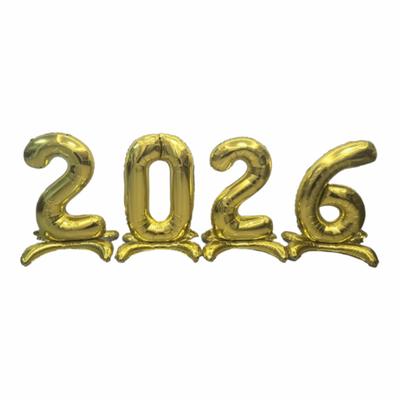 Стоящие 2026 Фольгированные шары с цифрами 32 дюйма Navidad 2026 Подставка 2026 Шар Новогодние товары для вечеринки Рождественские украшения День рождения