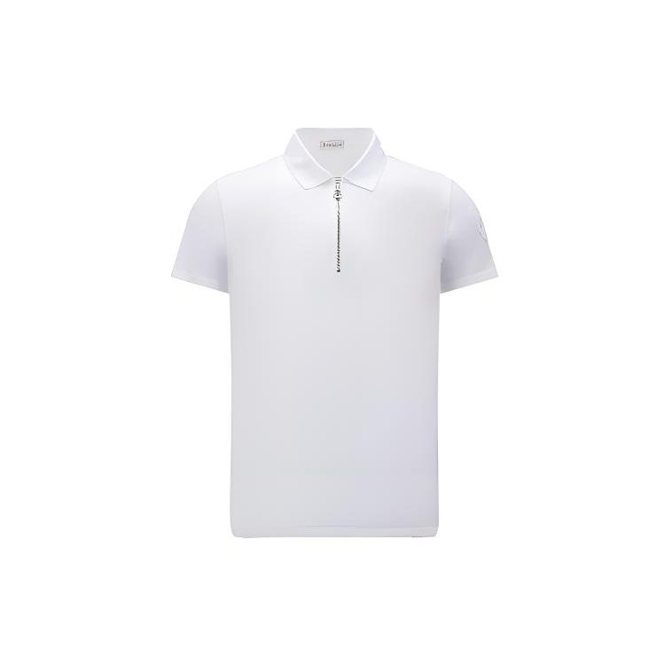Moncler Monochrome Half-Zip Fitted Short Sleeve Polo Shirt Men tops White I10918A00008899P0001