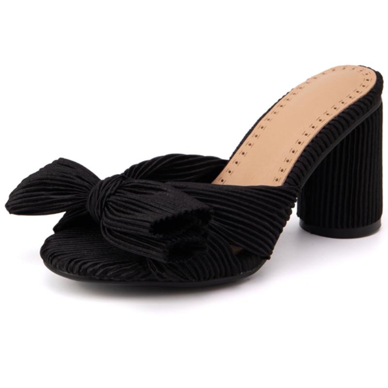 Модные летние тапочки, босоножки, туфли женские, на открытом воздухе, с милым бантом, на высоком каблуке, зеленые, красные, черные, туфли для вечеринок, женские, большого размера 50