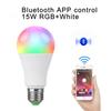 Светодиодная лампа E27 с регулируемой яркостью, Bluetooth 4.0, умная лампа, Wi-Fi, управление через приложение RGB+W RGB+WW 15 Вт AC85-265V, смена цветов, домашнее освещение