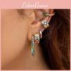 Alloy Stylish Womens Ear Clips With Colorful Rhinestones Ushaped Design
