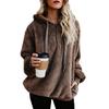 Winter Solid Thick Warm Long Color Women Hoodies Sleeve Zipper Hooded Sweatshirt