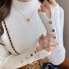 Осенне-зимний свитер женский пуловеры с длинным рукавом топы одежда облегающий вязаный мягкий джемпер уличная одежда на пуговицах водолазка свитер