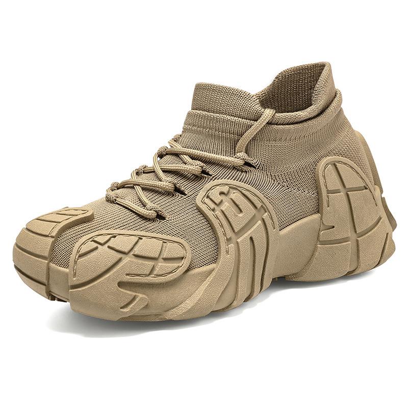 Fashion Black Platform Sneakers Ladies Thick Sole Shoes Lace Up Knitted Shoes for Women Breathable Socks Sneakers Outdoor Casual Shoes