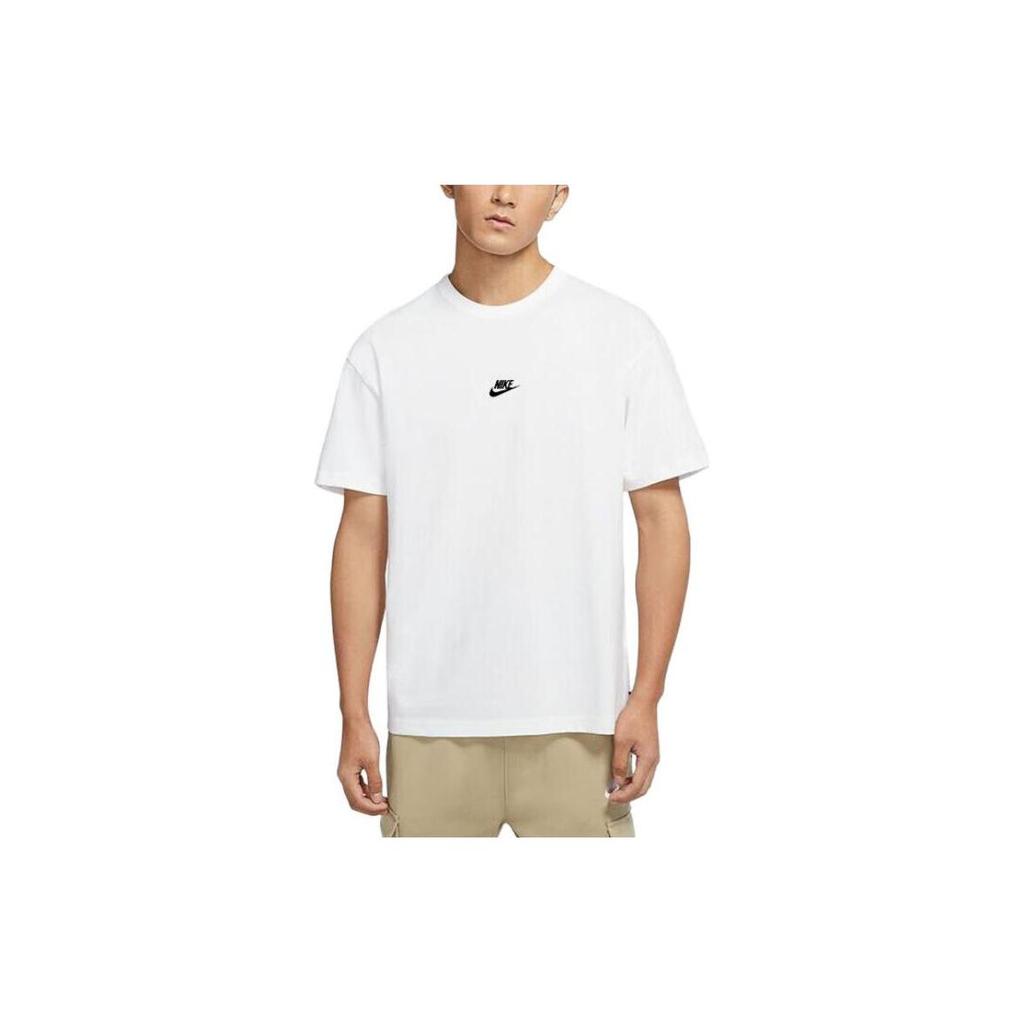 Nike Спортивная одежда Premium Essentials Solid Logo Print Loose Casual Celebrity Neck Short Sleeve T Shirt Men Tops White DO7393-100