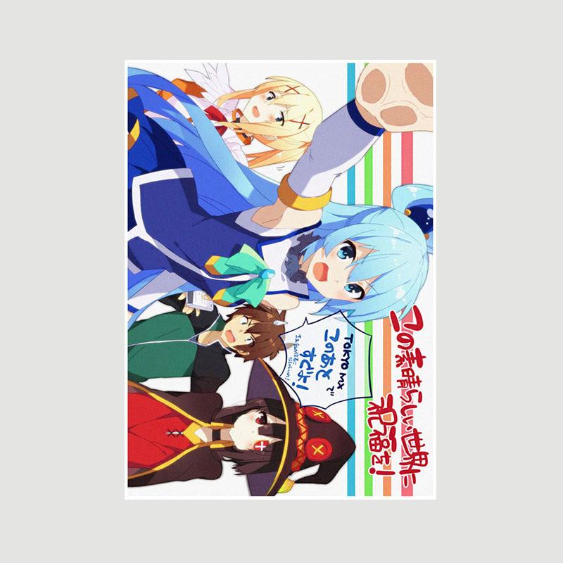 Vintage Anime KonoSuba Megumin White Paper Posters and Prints Bedroom Bar Cafe Decoration Mural  Retro Wall Art Painting Home Decor