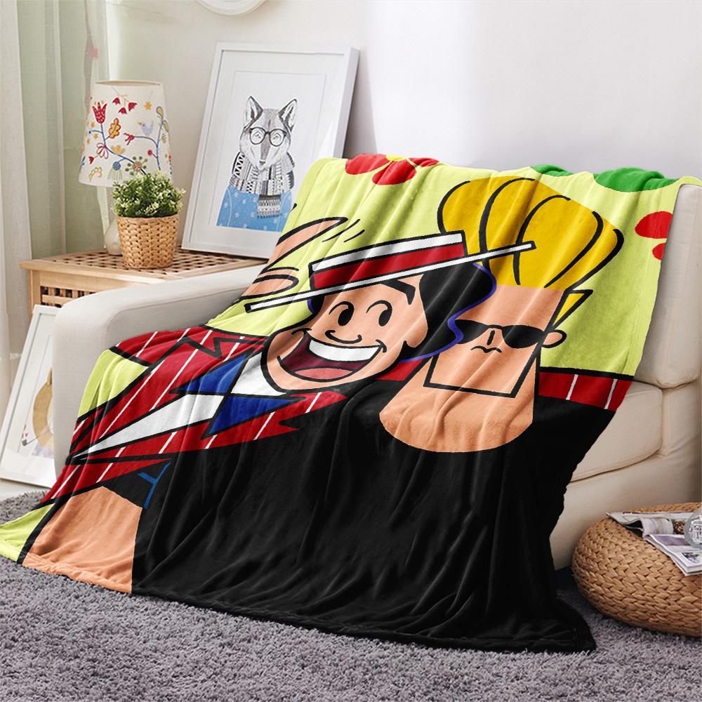Johnny Bravo Print Flannel Blanket, High quality Comfortable for All Seasons, Home Decor, Warmth and Comfort
