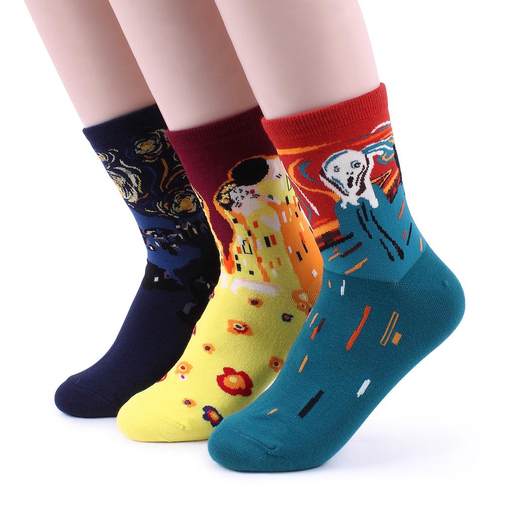 Женские носки 4 пары с принтом известных картин
