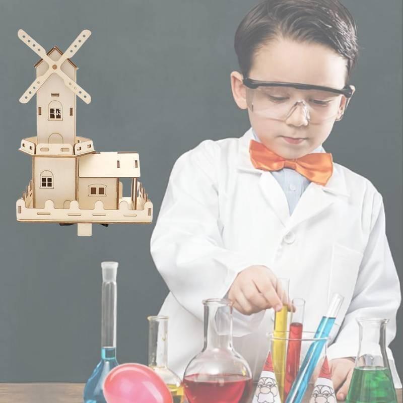Детская деревянная самодельная голландская ветряная мельница, научная игрушка, электрический маяк, образовательная модель