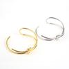 Women's 18K Gold Plated Knot Bangle - Creative Design, Long & Short Opening, Fashionable Titanium Steel Jewelry