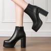 Мода 2025 Новые женские ботинки Сексуальные туфли на ультравысоком каблуке Женские ботинки с круглым носком Обувь на платформе Женская обувь Ботильоны На молнии Вечерняя обувь