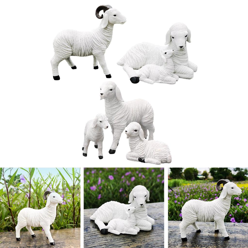 Resin Goat Figurine Lamb Ornament Goat Sculpture Landscape Decor Craft Decor for Home Bedroom Balcony Outdoor Statues Gifts